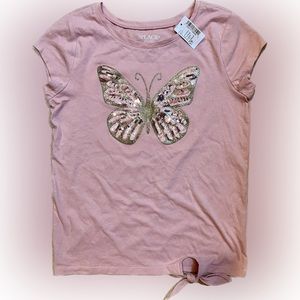 The Children’s Place Girls Sequin Butterfly Short Sleeve Top Large • NEW